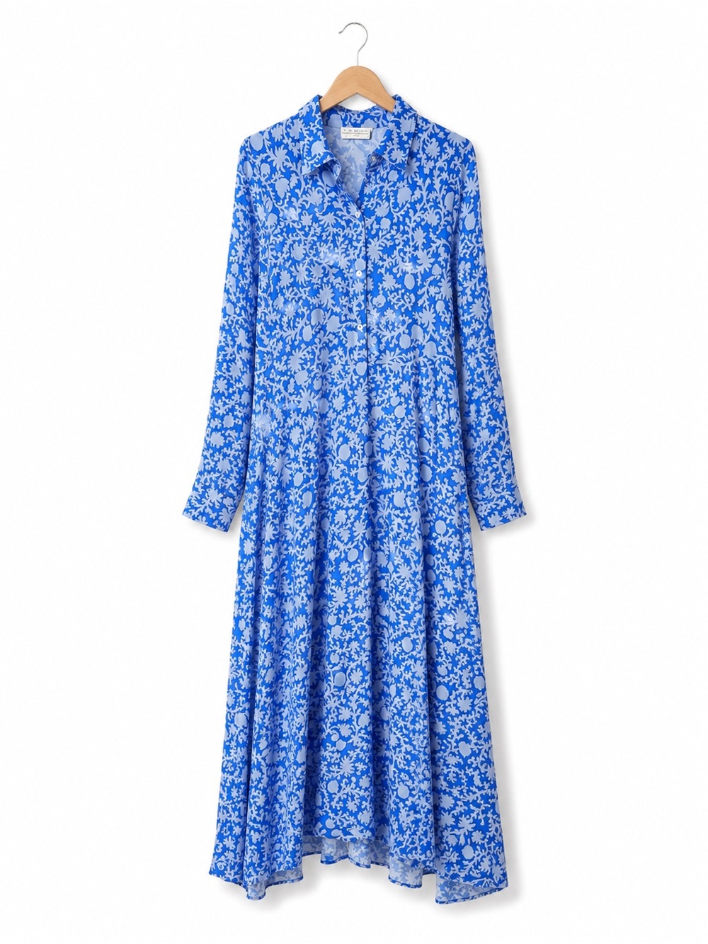 CITRINE LORENA BLUE BLOOMS FLORAL MIDI / MAXI DRESS SZ S - Picture 7 of 8